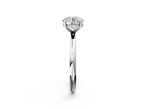 White gold Round Cut Diamond Solitaire Ring with Thin Band and Four-Prong Setting