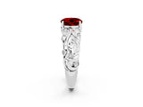 White gold Round Cut Solitaire Ruby Leaf-Inspired Vine Band Ring with Prong Setting_2