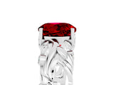White gold Round Cut Solitaire Ruby Leaf-Inspired Vine Band Ring with Prong Setting_5