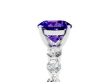 White gold Round Cut Solitaire Tanzanite Ring with Pave Band and Four-Prong Setting_5