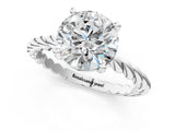 White gold Round Cut Solitaire Twisted Band with Four-Prong Setting_144