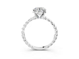 White gold Round Cut Solitaire Twisted Band with Four-Prong Setting_148