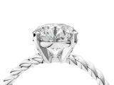 White gold Round Cut Solitaire Twisted Band with Four-Prong Setting_149