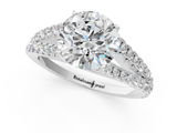 White gold Round Cut Split Shank Pave Diamond Engagement Ring with Four-Prong Setting_48