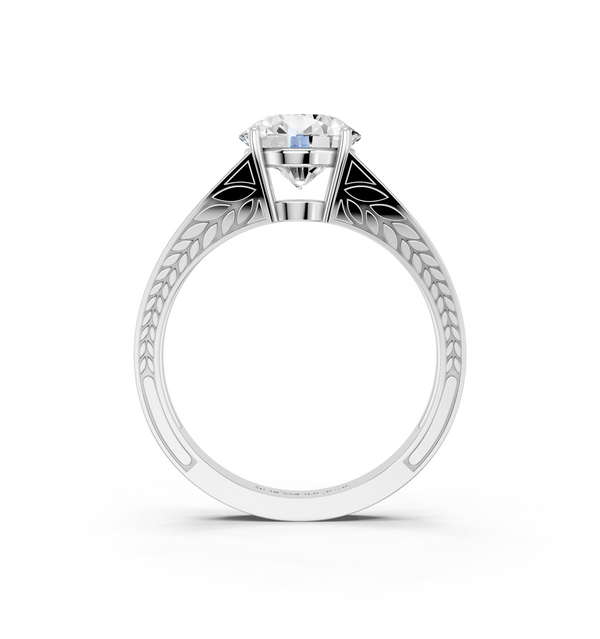 10K White Gold 3.05 Carat E VVS2 Round Cut Split Shank Pave Diamond Ring with Four-Prong Setting