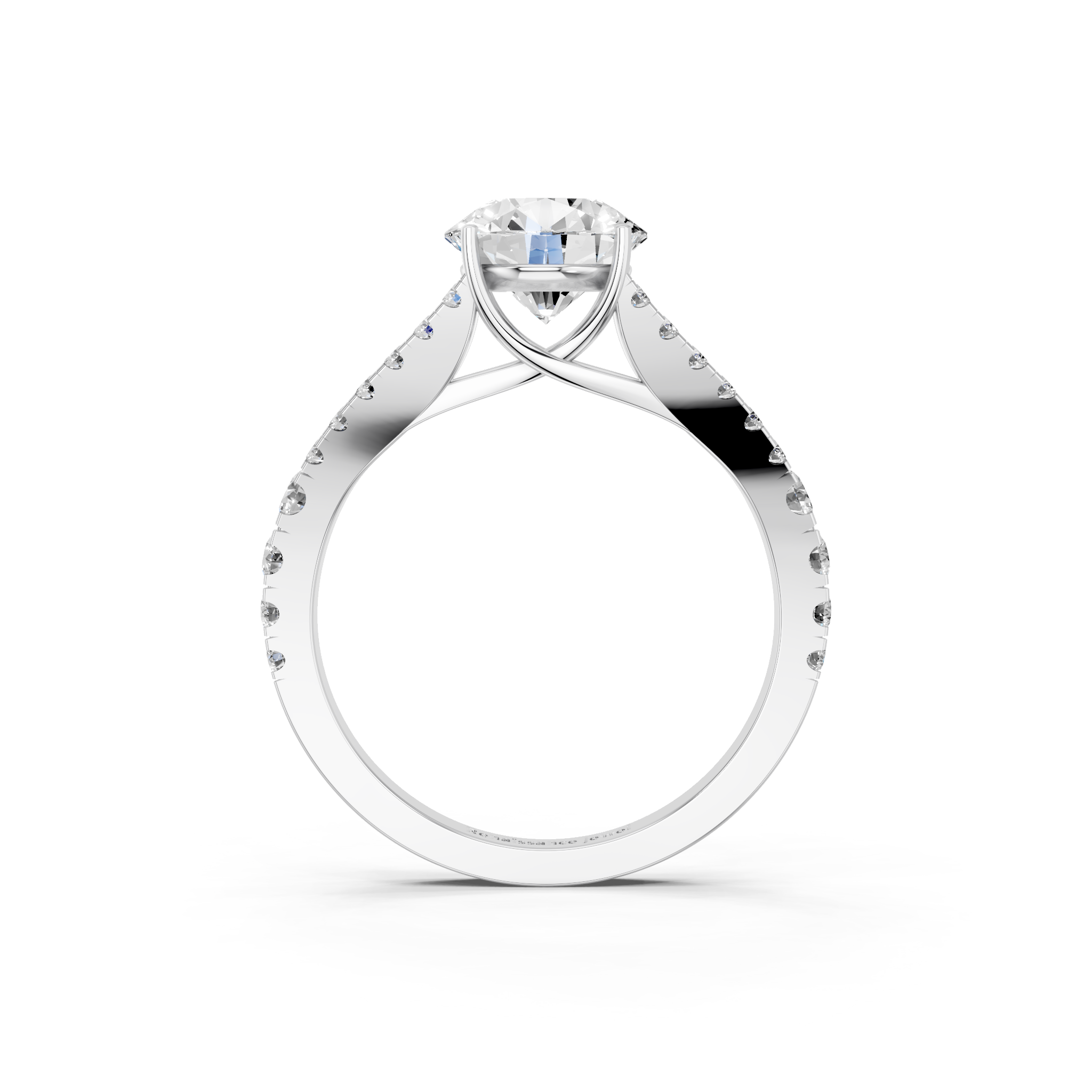 White gold Round Cut Split Shank Pave Engagement Ring with Four-Prong Setting_11