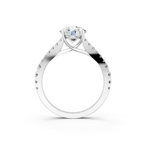 White gold Round Cut Split Shank Pave Engagement Ring with Four-Prong Setting_11