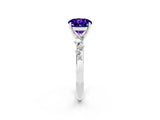 White gold Round Cut Tanzanite Cluster Side Stone Solitaire Ring with Prong Setting_26