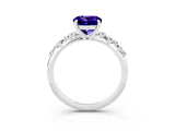 White gold Round Cut Tanzanite Cluster Side Stone Solitaire Ring with Prong Setting_27