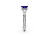 White gold Round Cut Tanzanite Engagement Ring with Milgrain Channel Set Band and Prong Setting_2