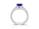 White gold Round Cut Tanzanite Engagement Ring with Milgrain Channel Set Band and Prong Setting_3