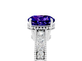 White gold Round Cut Tanzanite Engagement Ring with Milgrain Channel Set Band and Prong Setting_5