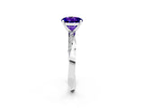 White gold Round Cut Tanzanite Engagement Ring with Side Stone Accents and Four-Prong Setting_29
