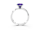 White gold Round Cut Tanzanite Engagement Ring with Side Stone Accents and Four-Prong Setting_30