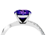 White gold Round Cut Tanzanite Engagement Ring with Side Stone Accents and Four-Prong Setting_31