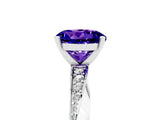 White gold Round Cut Tanzanite Engagement Ring with Side Stone Accents and Four-Prong Setting_32