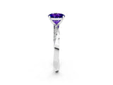 White gold Round Cut Tanzanite Engagement Ring with Side Stone Accents and Four-Prong Setting_74