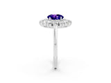 White gold Round Cut Tanzanite Floral Double Halo Engagement Ring with Prong Setting_38