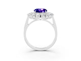 White gold Round Cut Tanzanite Floral Double Halo Engagement Ring with Prong Setting_39
