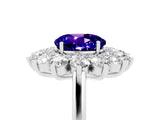 White gold Round Cut Tanzanite Floral Double Halo Engagement Ring with Prong Setting_41