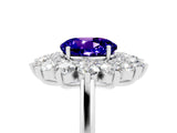 White gold Round Cut Tanzanite Floral Double Halo Engagement Ring with Prong Setting_65