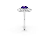 White gold Round Cut Tanzanite Floral Double Halo Engagement Ring with Prong Setting_86