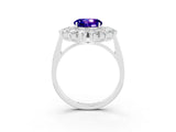 White gold Round Cut Tanzanite Floral Double Halo Engagement Ring with Prong Setting_87