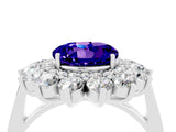 White gold Round Cut Tanzanite Floral Double Halo Engagement Ring with Prong Setting_88