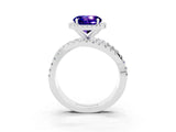 White gold Round Cut Tanzanite Halo Ring with Round Split Shank and Prong Setting_63