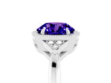 White gold Round Cut Tanzanite Halo Ring with Tapered Band and Four-Prong Setting_101