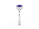 White gold Round Cut Tanzanite Halo Ring with Tapered Band and Four-Prong Setting_17