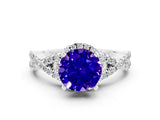White gold Round Cut Tanzanite  Halo Twist Band Solitaire Prong Setting Ring_24