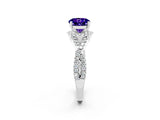 White gold Round Cut Tanzanite  Halo Twist Band Solitaire Prong Setting Ring_26