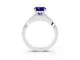 White gold Round Cut Tanzanite  Halo Twist Band Solitaire Prong Setting Ring_27