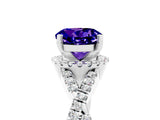 White gold Round Cut Tanzanite  Halo Twist Band Solitaire Prong Setting Ring_29