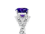 White gold Round Cut Tanzanite  Halo Twist Band Solitaire Prong Setting Ring_59