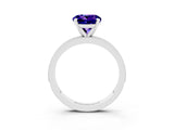 White gold Round Cut Tanzanite Milgrain Pavé Engagement Ring with Four-Prong Setting_3