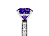 White gold Round Cut Tanzanite Milgrain Pavé Engagement Ring with Four-Prong Setting_5