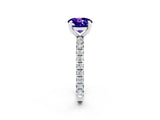 White gold Round Cut Tanzanite Pavé Solitaire Ring with Round Band and Prong Setting_38