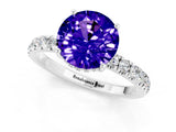White gold Round Cut Tanzanite Pave Band Solitaire Ring with Four-Prong Setting_25