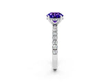 White gold Round Cut Tanzanite Pave Band Solitaire Ring with Four-Prong Setting_26