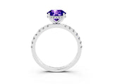 White gold Round Cut Tanzanite Pave Band Solitaire Ring with Four-Prong Setting_27