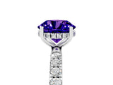 White gold Round Cut Tanzanite Pave Band Solitaire Ring with Four-Prong Setting_29