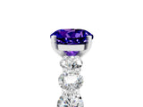 White gold Round Cut Tanzanite Prong Setting with Side Stones on a Pave Band_5