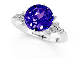 White gold Round Cut Tanzanite Ring with Side Stones and Four-Prong Setting_37