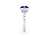 White gold Round Cut Tanzanite Ring with Side Stones and Four-Prong Setting_38