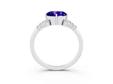 White gold Round Cut Tanzanite Ring with Side Stones and Four-Prong Setting_39