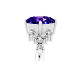White gold Round Cut Tanzanite Ring with Side Stones and Four-Prong Setting_41
