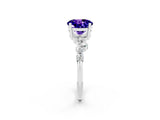 White gold Round Cut Tanzanite Scattered Round Accent Ring with Prong Setting_26