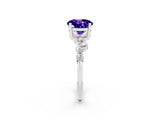 White gold Round Cut Tanzanite Scattered Round Accent Ring with Prong Setting_50